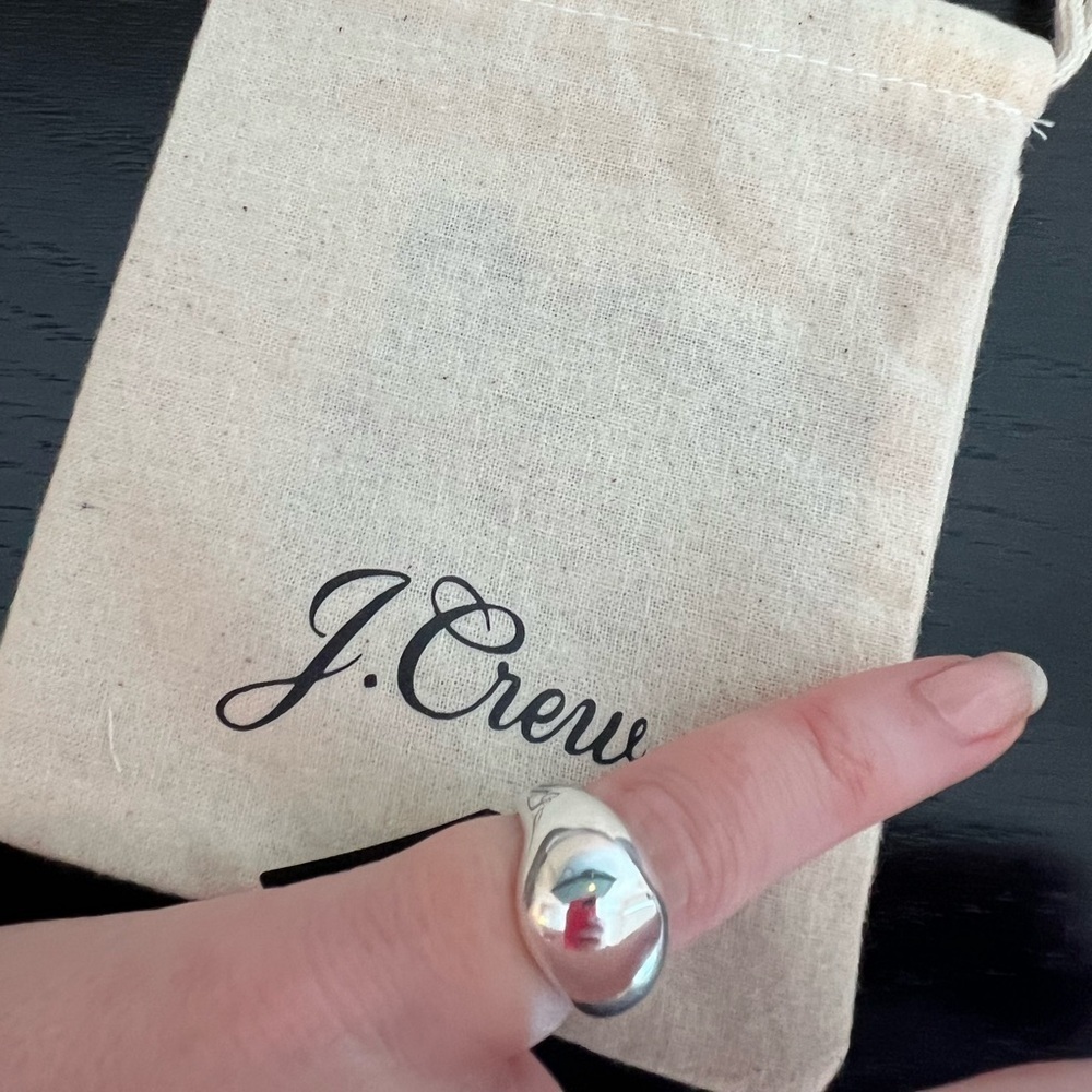 NEW J. Crew Sculptured Orb Silver Mirror Ring Size 5